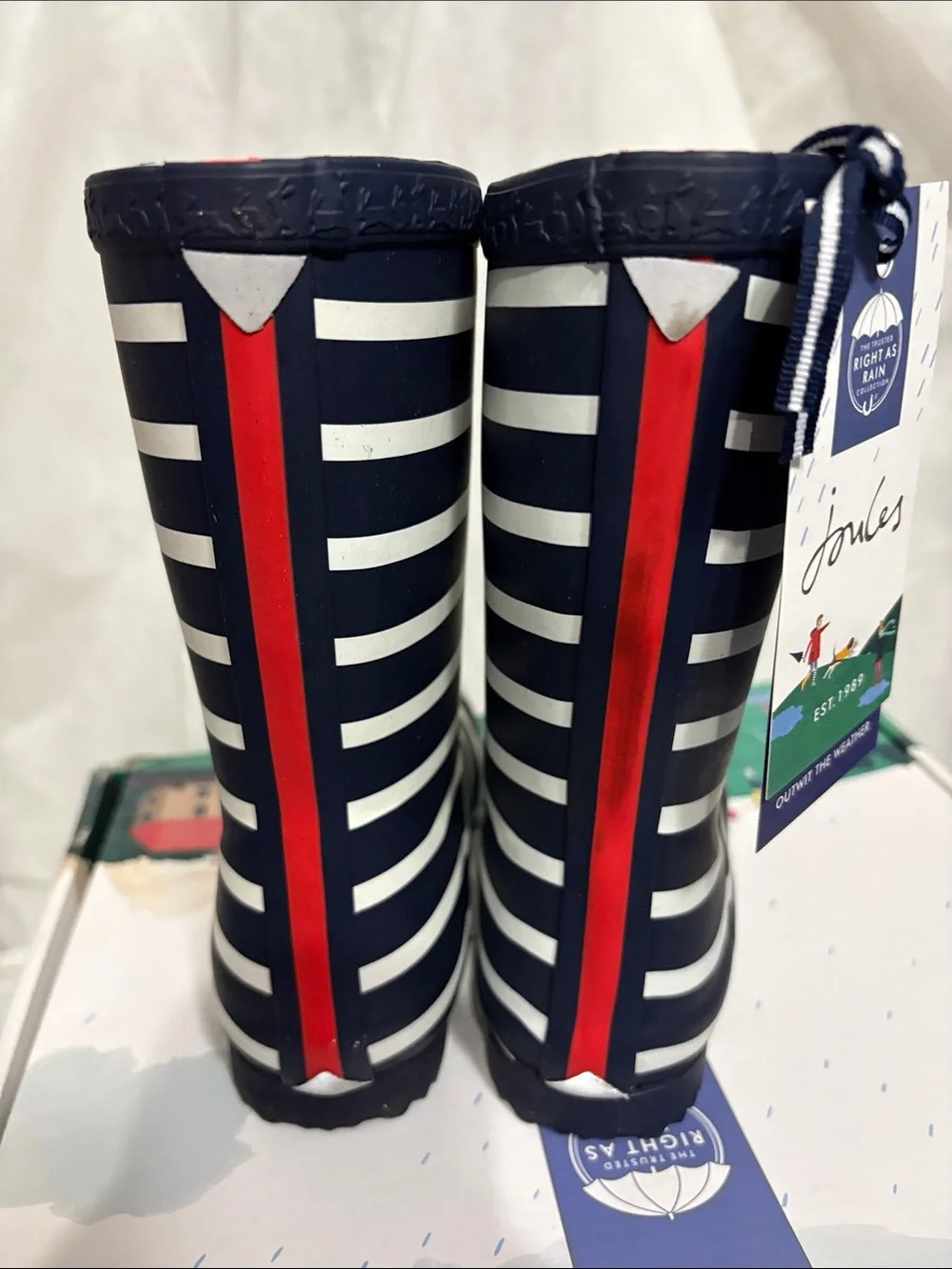 Joules Navy Kids Rain Boots size US 12 NWT